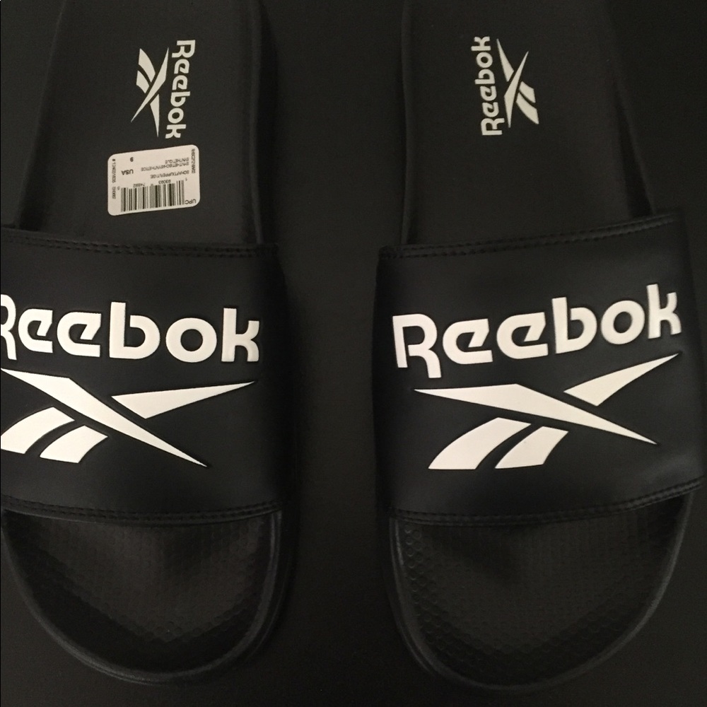 NEW MENS REEBOK CLASSIC SHOWER SLIDES SHOES SZ 12 EH0667 BLACK WITH SHOE BOX - Picture 5 of 9
